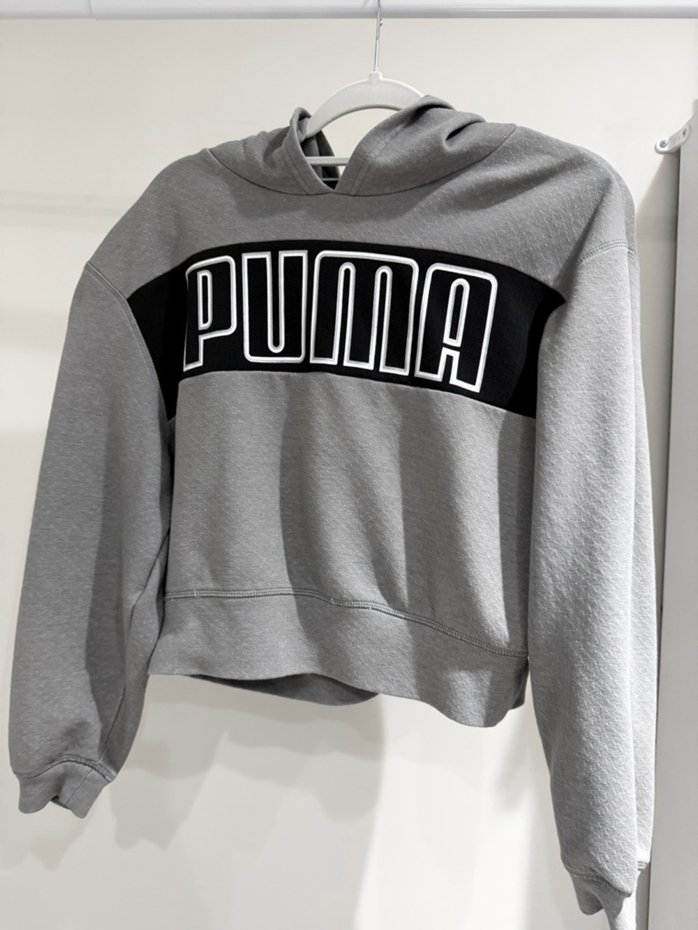 Puma Gray and Black Logo Pullover Hoodie
